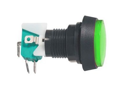 Prepínač tlačidlo okrúhle ON-(ON) 250V/10A s mikrospínačom zelené