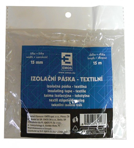 Páska izolačná textilná 15/15m čierna EMOS