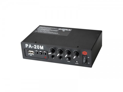 Zesilovač SHOW PA-20M, 20W/4Ω, prehrávač MP3