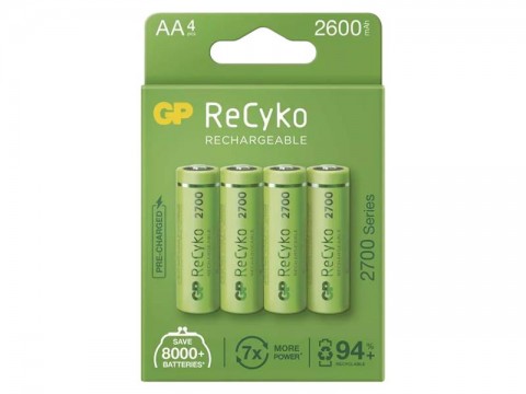 Batérie AA (R6) nabíjacie 1,2V/2600mAh GP Recyko  4ks