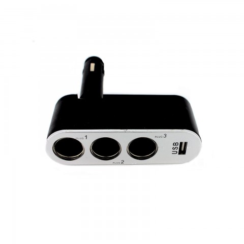 Rozbočovač do autozapaľovača 3-itý + USB konektor 1A