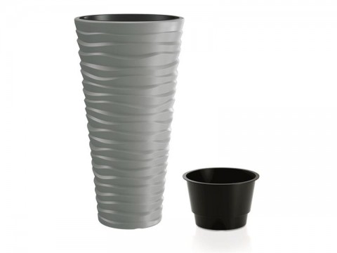 Kvetináč SAND SLIM šedý kameň 29,6cm