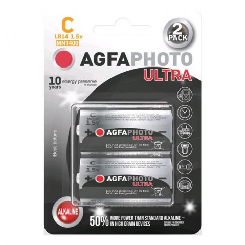 Batéria C (LR14) alkalická AGFAPHOTO Power Ultra 2ks/blister