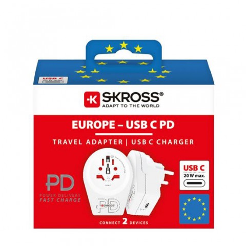 Adaptér cestovný SKROSS C20PD USB Europe pre cudzincov v SR