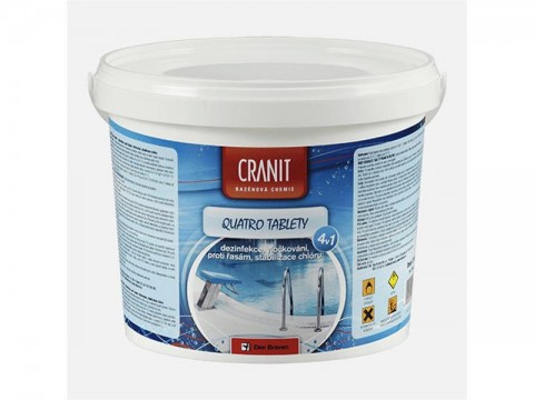 Multifunkčné tablety na chlórovú dezinfekciu bazénovej vody CRANIT Quatro 4v1 2,4kg