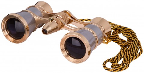 Levenhuk Broadway 325F Opera Glasses (red, with LED light and chain) (Silver)
