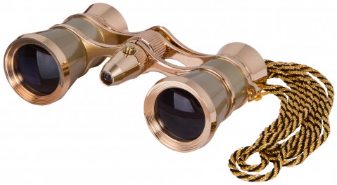 Levenhuk Broadway 325F Opera Glasses (red, with LED light and chain) (Gold)