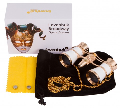 Levenhuk Broadway 325F Opera Glasses (red, with LED light and chain) (White)