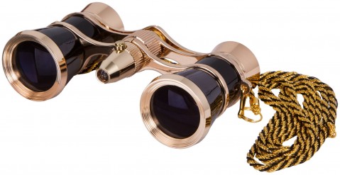 Levenhuk Broadway 325F Opera Glasses (red, with LED light and chain) (Black Tie)