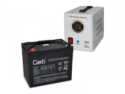 Zdroj záložný GETI GEP500 sinus 500W + bateria 70Ah