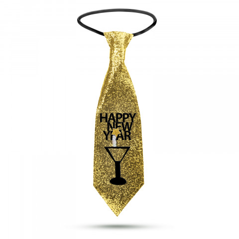 Silvestrovská kravata - zlaté glitre - 41 x 11 cm